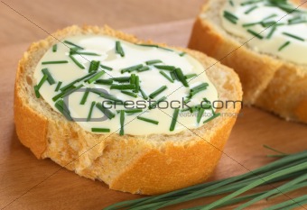 Baguette with Soft Cheese and Chives