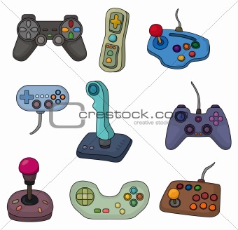 cartoon game joystick icon set

