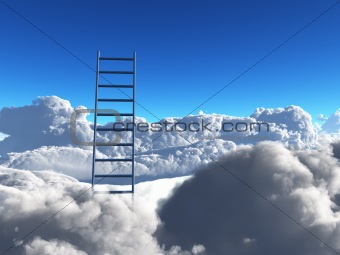 ladder reaches out of clouds