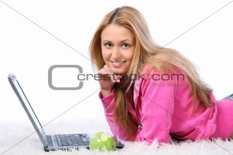 Young and beautiful girl with laptop
