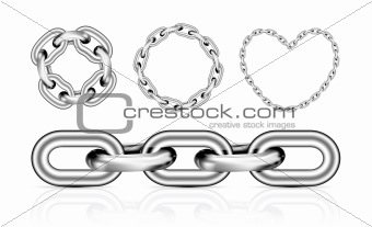 Collection of metal chain parts
