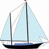 sailing boat  2 - vector