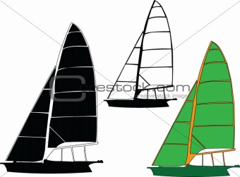 sailing boat - vector