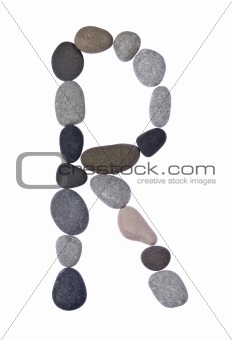 pebble R isolated on white