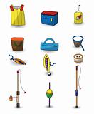 cartoon Fishing icons set
