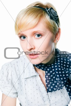 romantic blonde girlon isolated white background