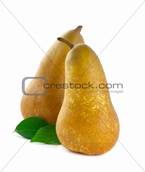 Fresh pear with leafs