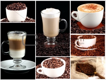 Collage of cups of coffee