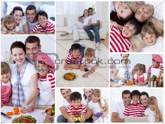 Collage of a family enjoying moments together