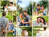 Collage of lovely couples enjoying a moment together in a park