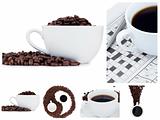 Coffee collage and ying yang symbol