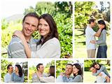 Collage of a lovely couple enjoying a moment together in a park