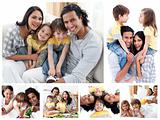 Collage of a family enjoying moments together at home