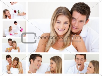 Collage of a lovely couple having fun