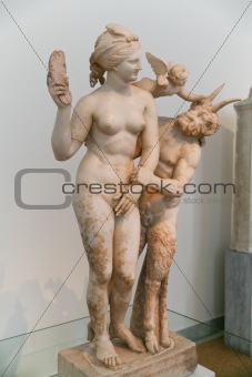 marble sculpture of Aphrodite, Pan, Eros