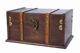 Closed antique wooden trunk