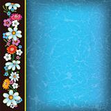 abstract blue grunge background with flowers