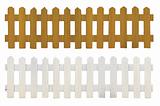 old white fence and brown fence isolated on white background