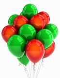 Red and green party ballooons