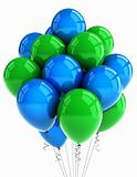 Green and blue party balloons