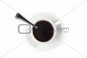 A white coffee cup with brown coffee