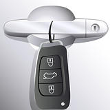 car key and car door handle