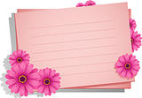 Pink flowers with a card for your text