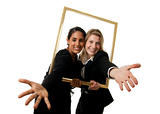 two businesswomen in picture frame