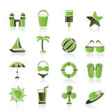 Beach, sea and holiday icons