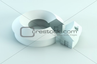 conceptual house diagram 3d render