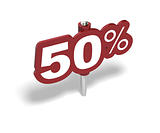 fifty percentage sign, 50 percent