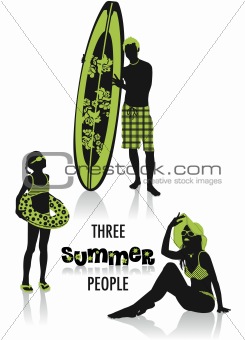 Summer people silhouettes