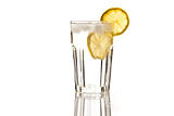 glass of water with lemon and ice 