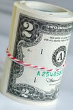 A strap of United States $2 bills
