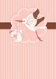 Stork and Baby girl place card