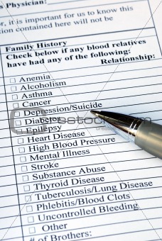 Filling the Family History section in the medical history questionnaire