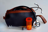 The tools and medicine in the medical bag