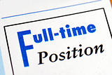 Full time position sign from an employment newsletter