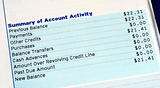 Summary of account activity of a credit card bill