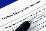 File the medical history questionnaire with a pencil