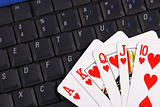 Play cards on a keyboard concepts of online gambling