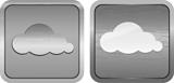 Cloud symbols on a brushed metallic buttons