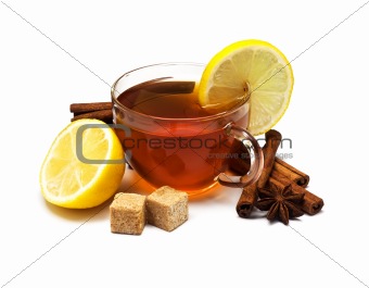 Black tea with lemon and cinnamon 