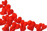 Petals in heart shape over white background - frame