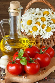 Tomatoes and olive oil.