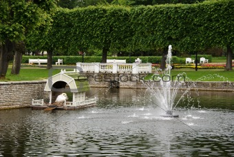 Pond with a fountain