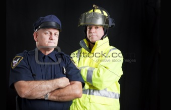 Fireman and Policeman with Copyspace