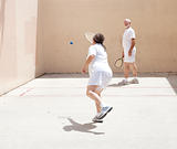 Senior Couple Playing Racquetball