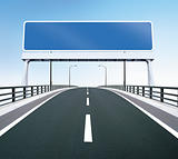 Bridge highway with blank sign