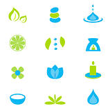 Wellness zen natural and spa icons and elements - green & blue
